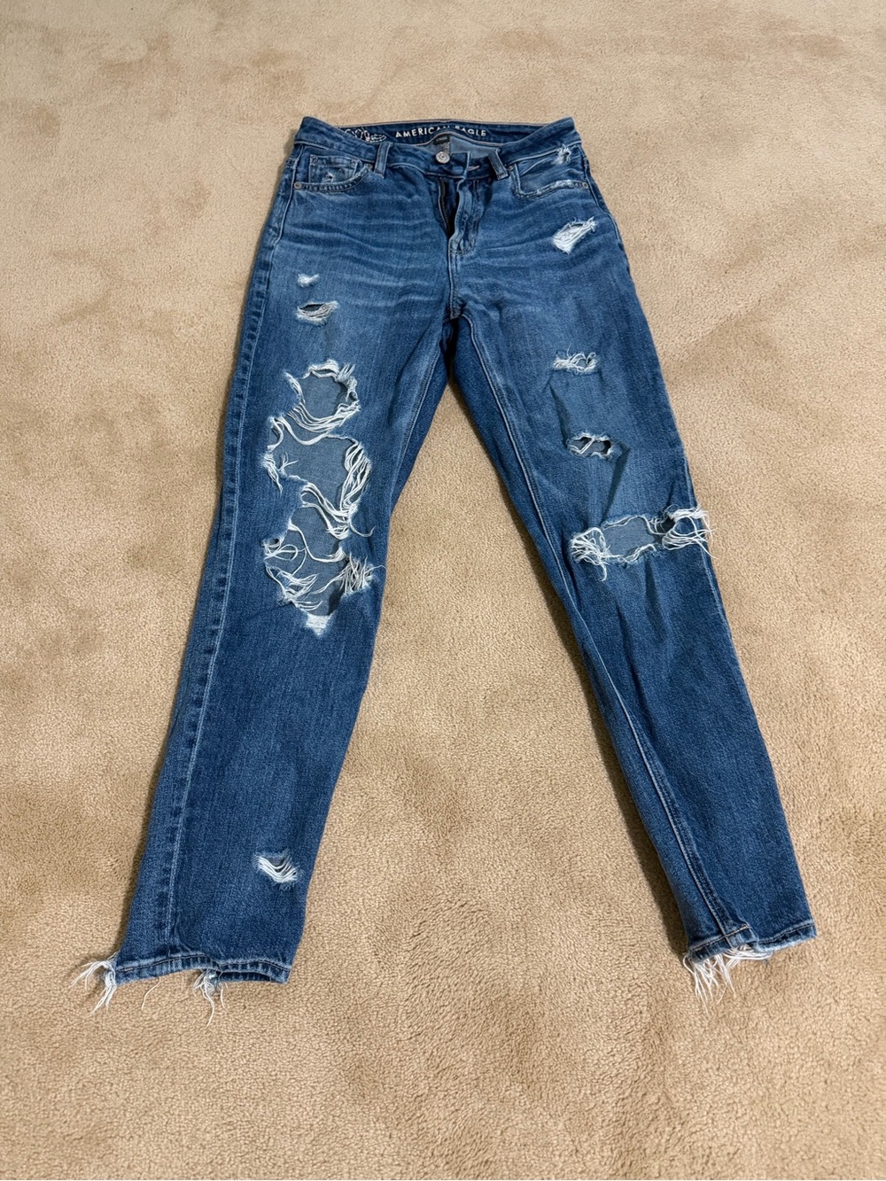 American Eagle Outfitters Women's Distressed Mom Jeans